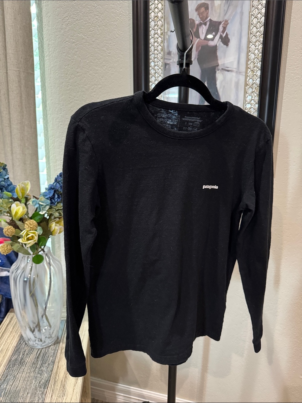 Patagonia Black Long-Sleeve Crewneck Tee for Kids